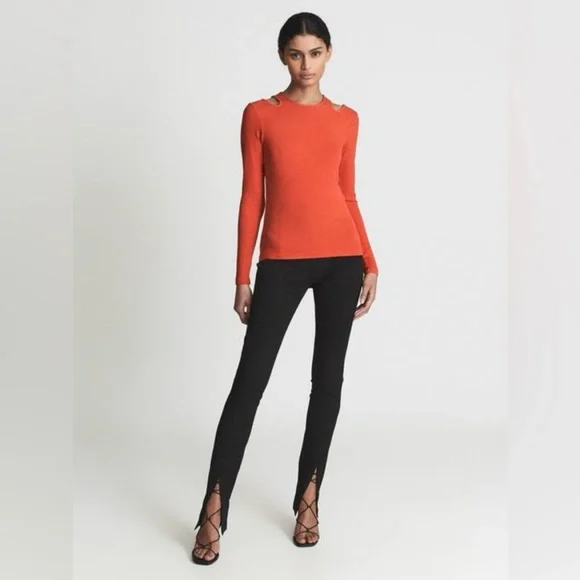 SOLD 🛑 Reiss Laurel Orange Ribbed Cutout Long Sleeve Top NWT - Picture 11 of 11